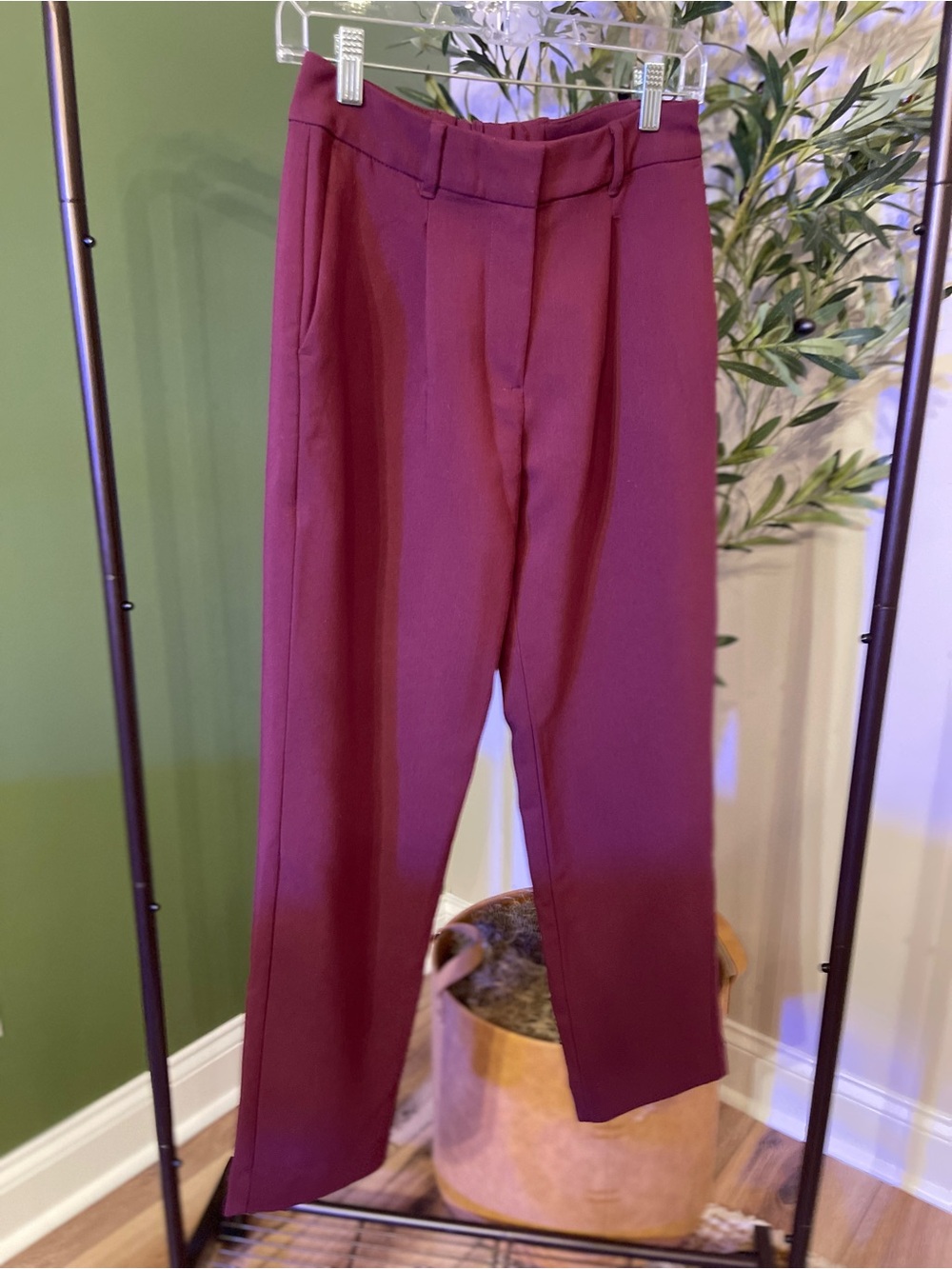 Old Navy Burgundy Straight-Leg Pull-On Trousers - Picture 3 of 3